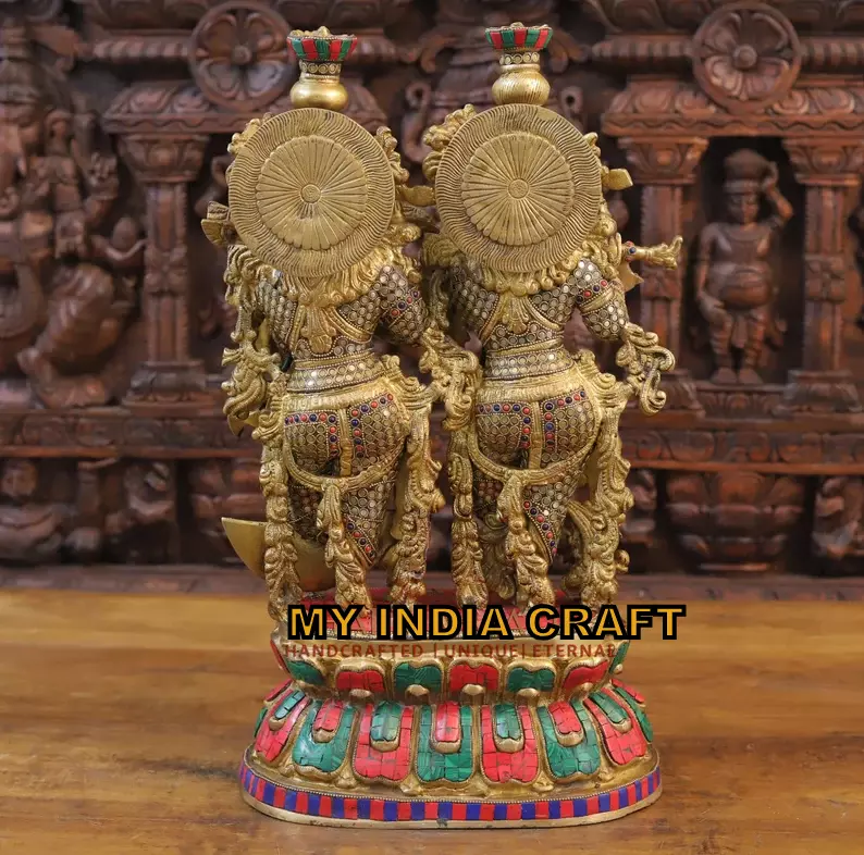 21" Radha Krishna Idol Brass