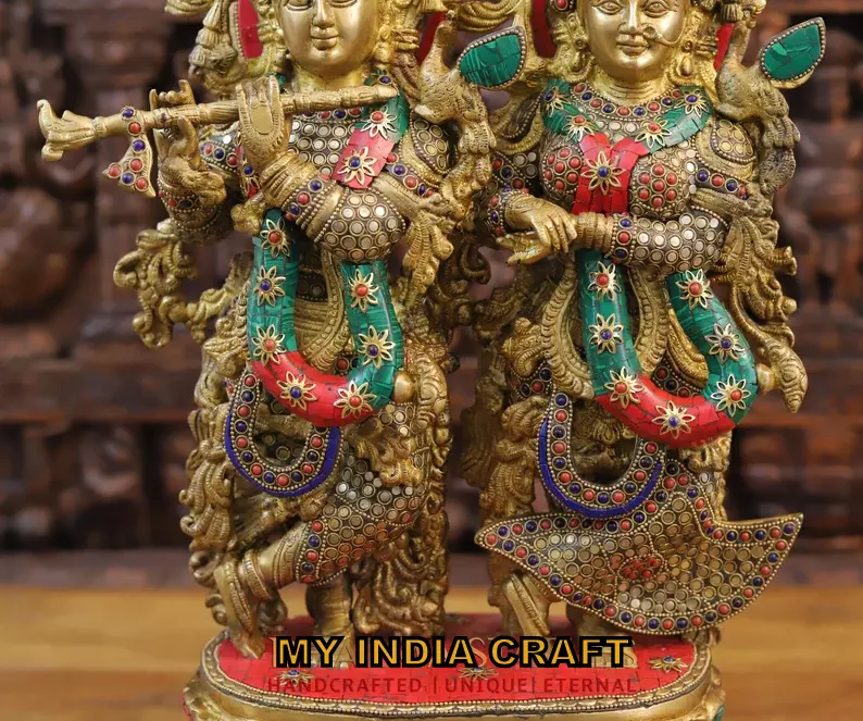 Lord Krishna Playing Flute/बाँसुरी Standing Position Handmade Metal Golden  Deity Murti, Jaap Mala Bag, Radha Tulsi Chandan Pendant For Home Temple  Office Diwali Poojan Krishna Janmashtami Onam Pongal : Amazon.in: Home &
