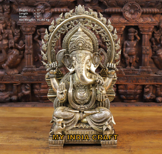 21" Big Ganpati statue in brass