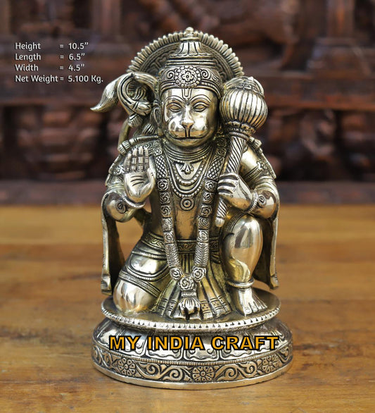 10.5" Hanuman Idol pure brass