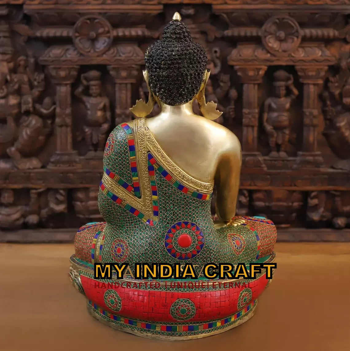 21.5" Buddha statue brass
