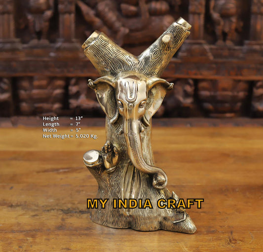 13" tree Ganpati in brass