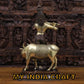26" Krishna Statue with cow in brass antique