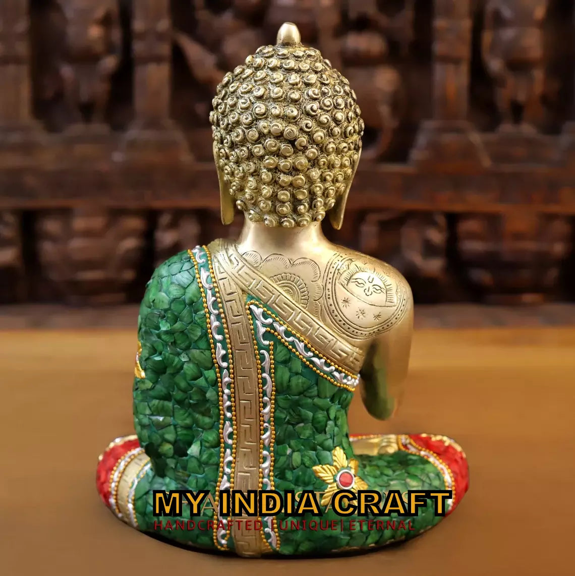 12.5" Buddha statue brass