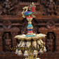 28.5" Brass Peacock lotus diya with bells