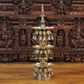 28.5" Brass Peacock lotus diya with bells