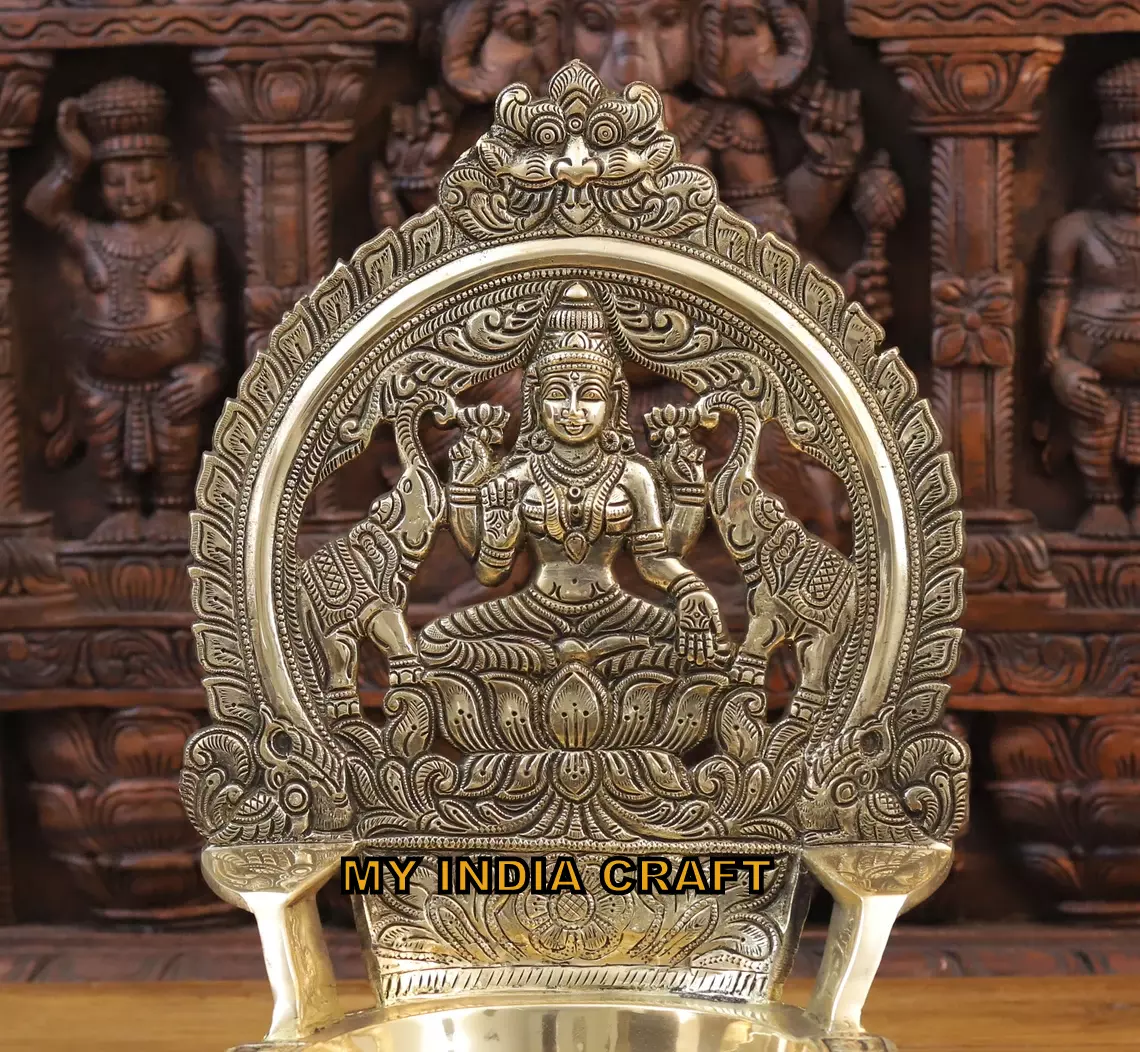 17" Brass Ganesh Lakshmi diya set (set of 2)