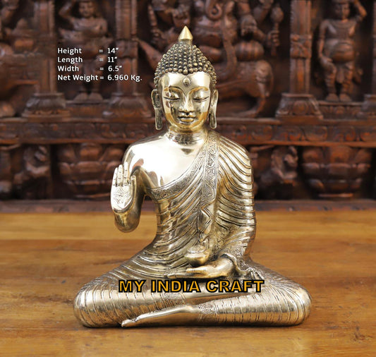 14" Buddha Statue brass