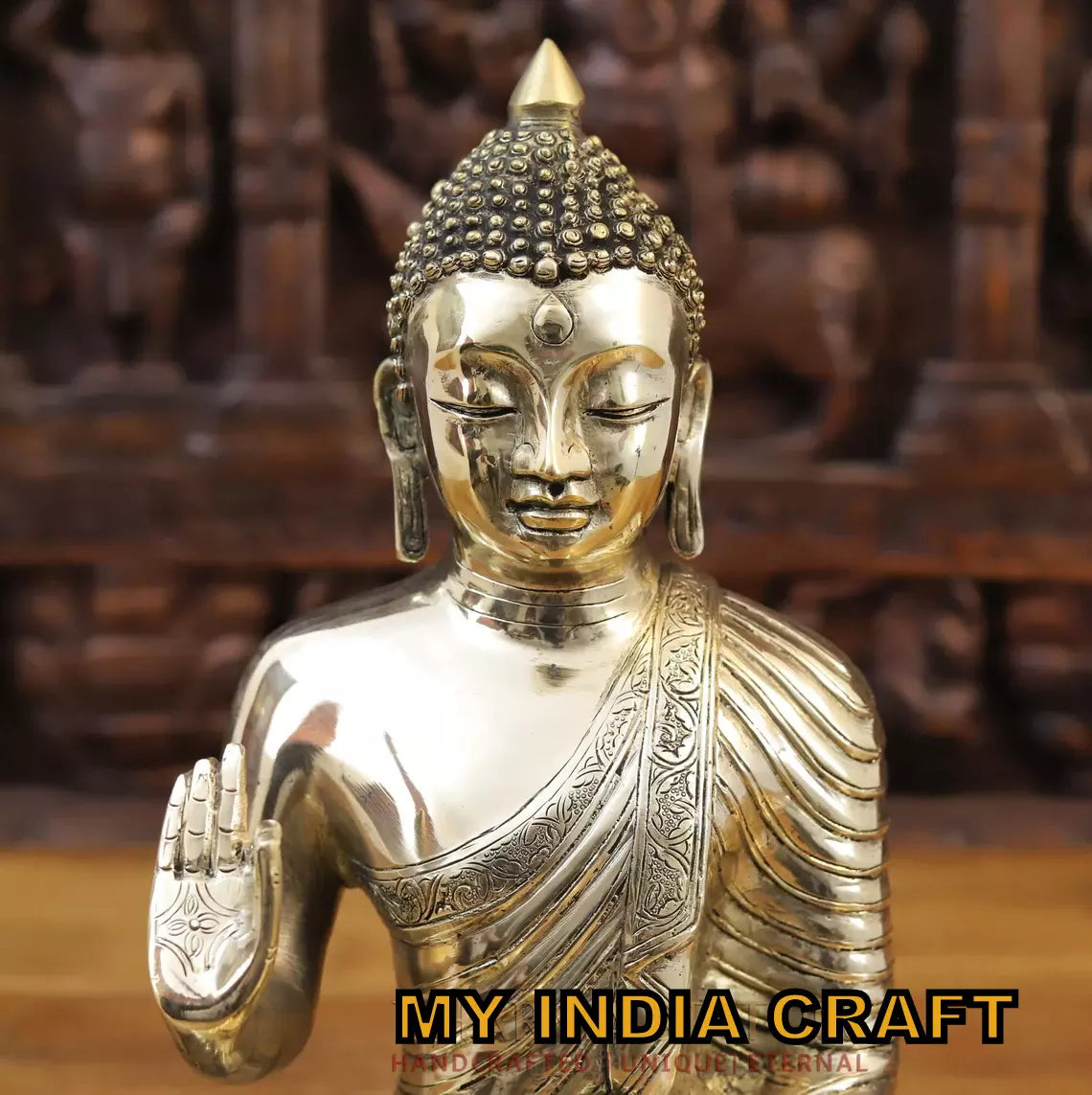 14" Buddha Statue brass