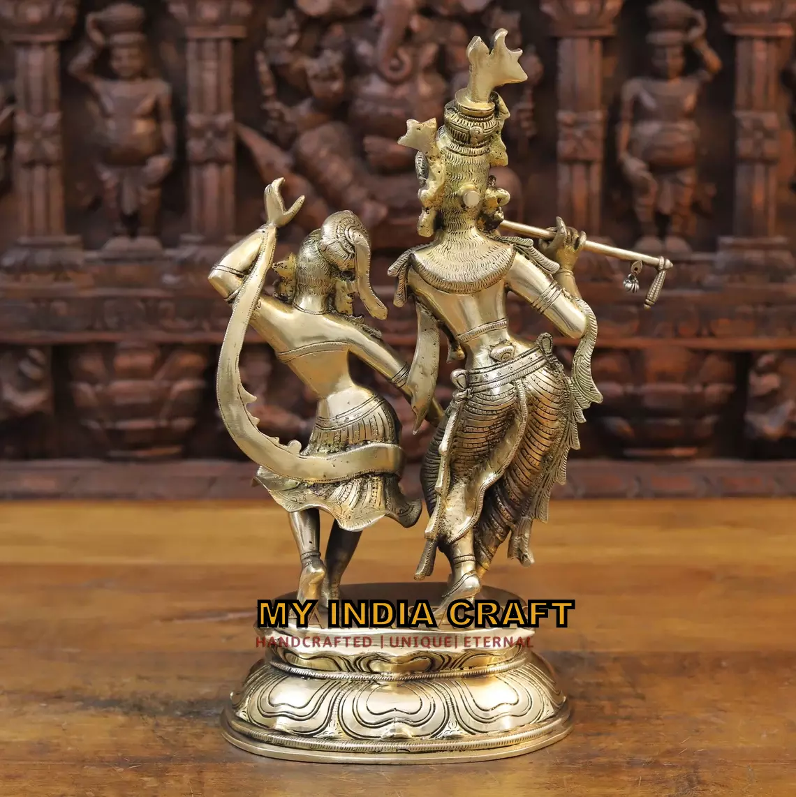 16.5" Radha Krishna In Brass Décor