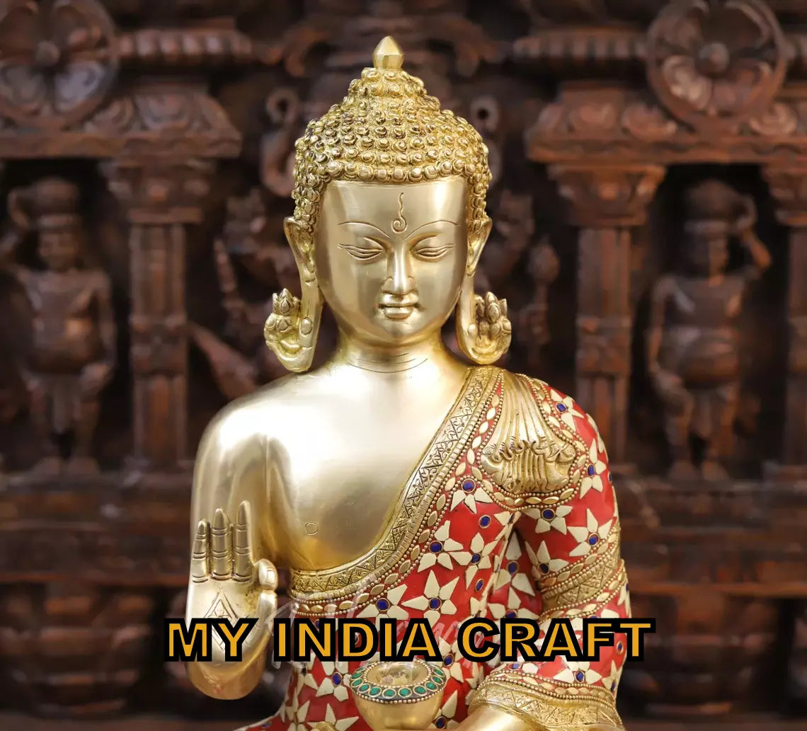 20.5" Buddha statue brass