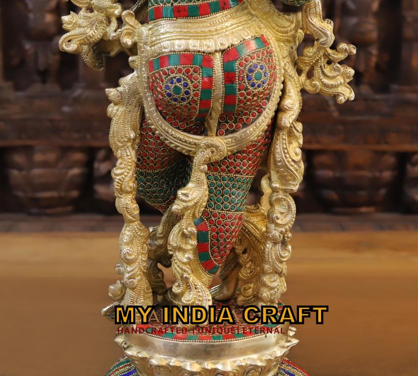 27" Radha Krishna Murti brass