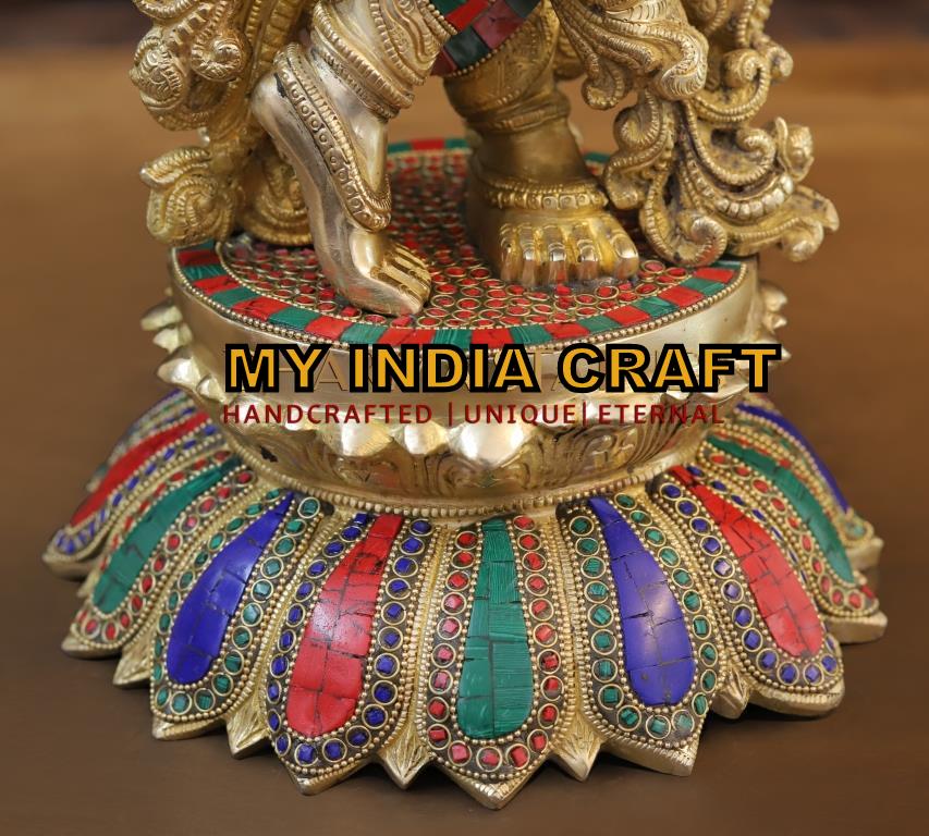 27" Radha Krishna Murti brass