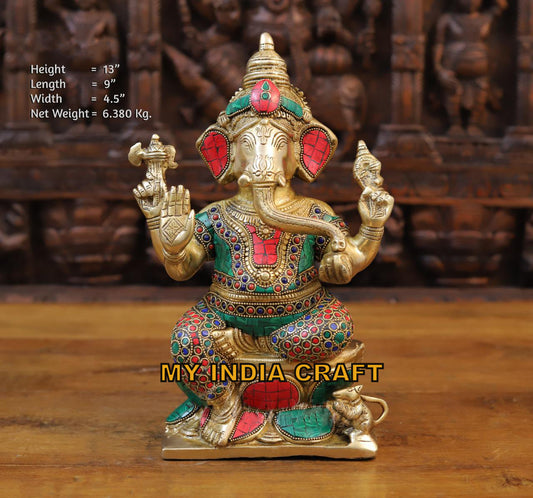 13" Ganpati statue with straight posture