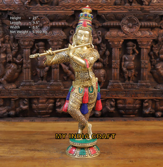 23" Krishna Idol Bras Inlay work