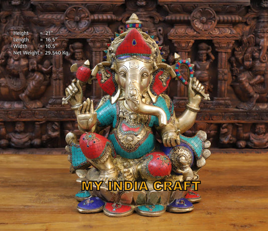 21" Ganpati Idol on lotus