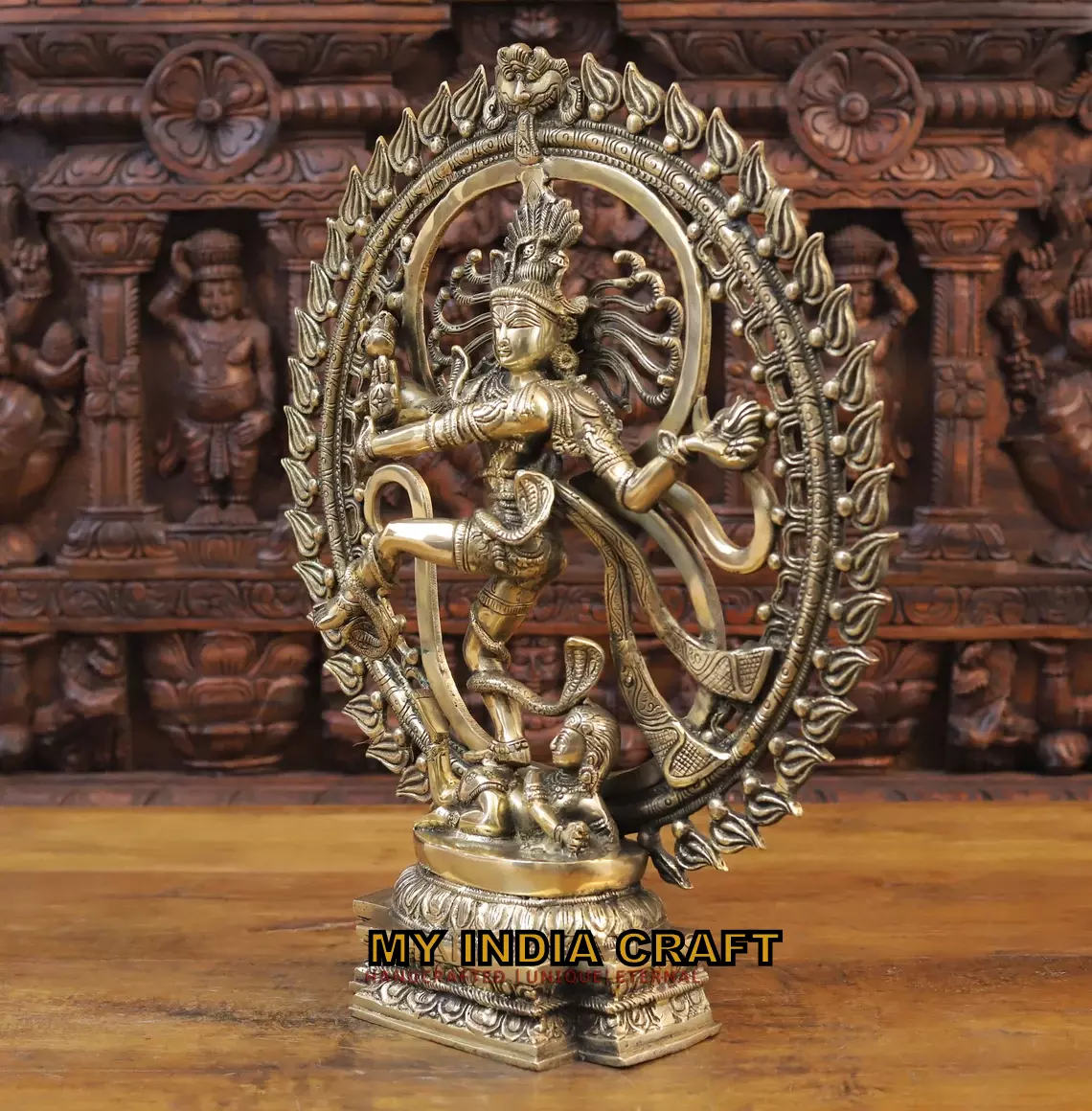 Very Artistic Nataraja Statue with Gold Finishing – 23″ – Kalakrithi.com