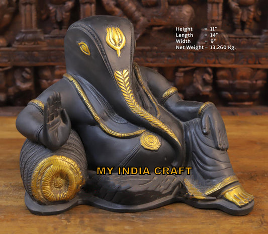 11" black Ganpati idol