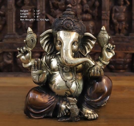 14" Brass ganesh idol