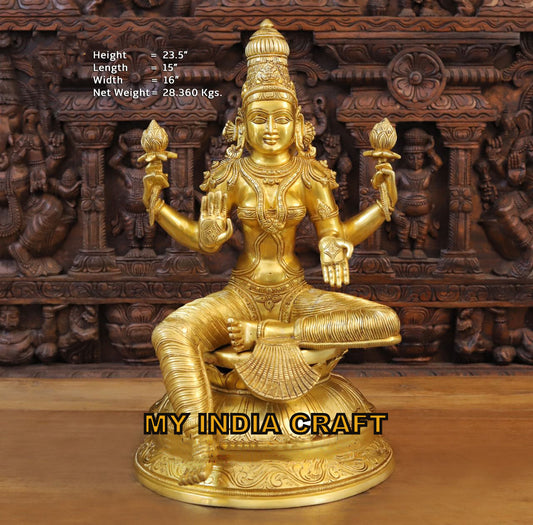 23.5" Lakshmi idol pure brass