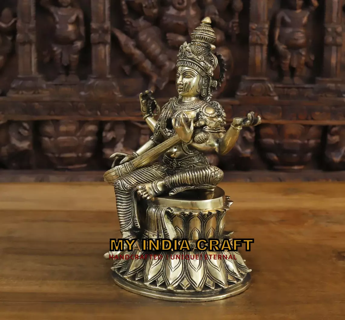 14' Saraswati Statue brass
