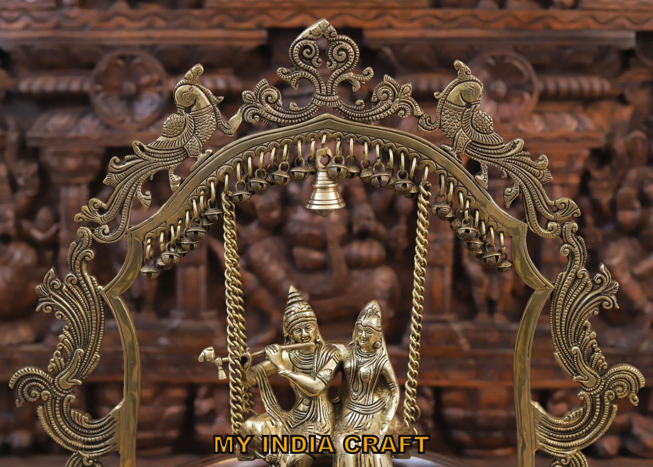 23" Radha Krishna Jhula on Urli brass