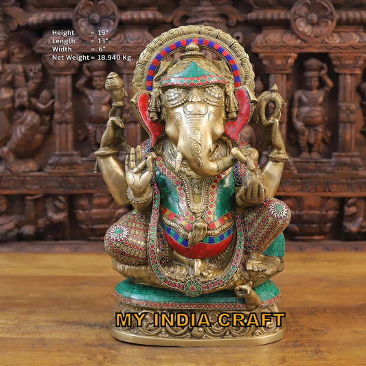 19" brass Ganesh statue