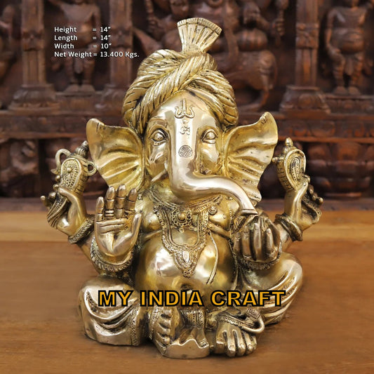 14" paghdi Ganesh statue