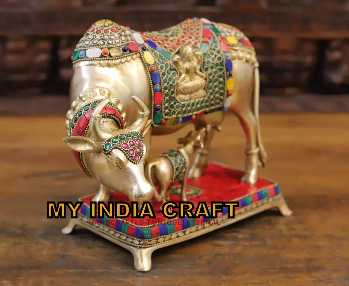 9.5" cow with baby statue