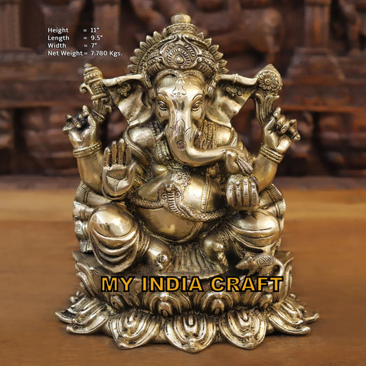 11" Lotus Ganesh statue