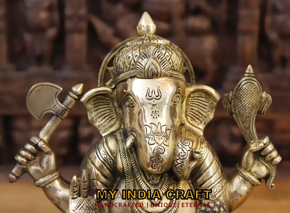 14" Ganpati statue handcrafted