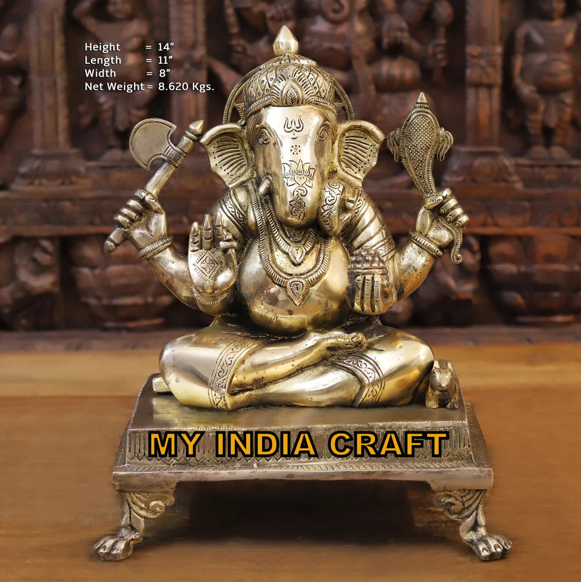 14" Ganpati statue handcrafted