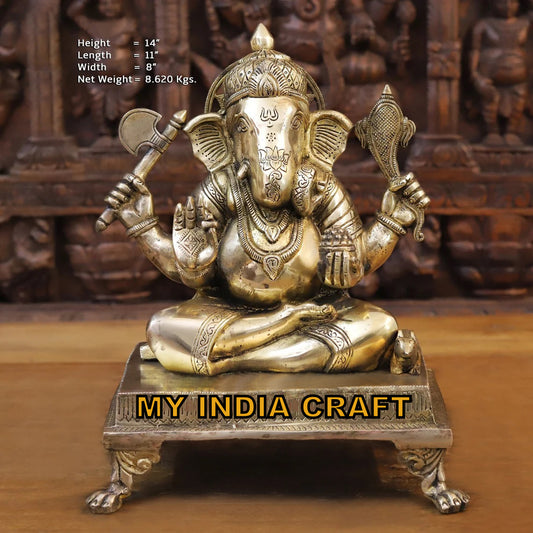 14" Ganpati statue handcrafted