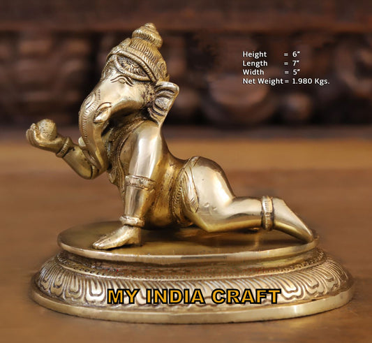 6" Brass small ganpati