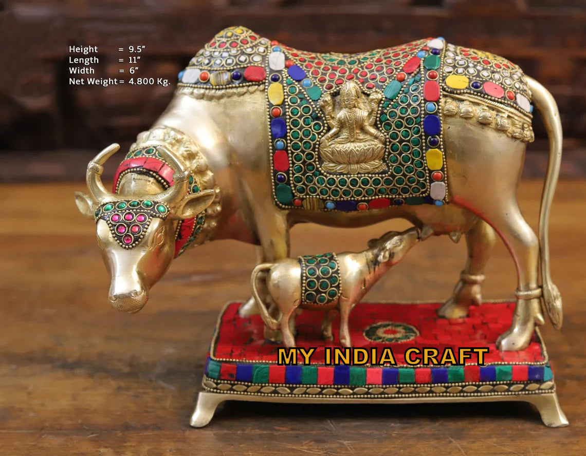 9.5" cow with baby statue